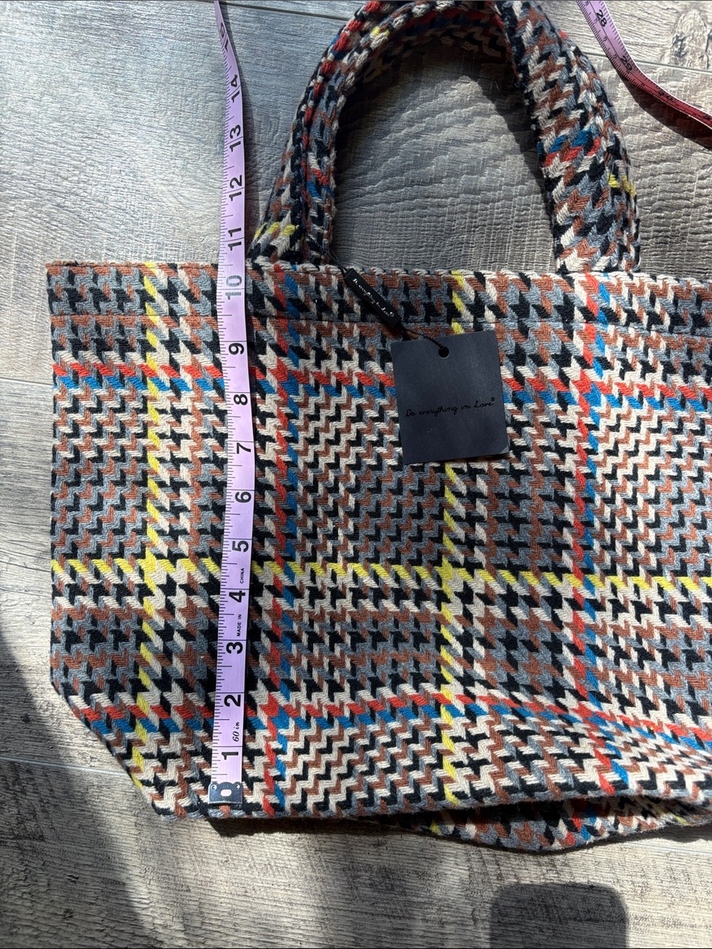 Multicolor Houndstooth Fall Tote - Picture 4 of 6